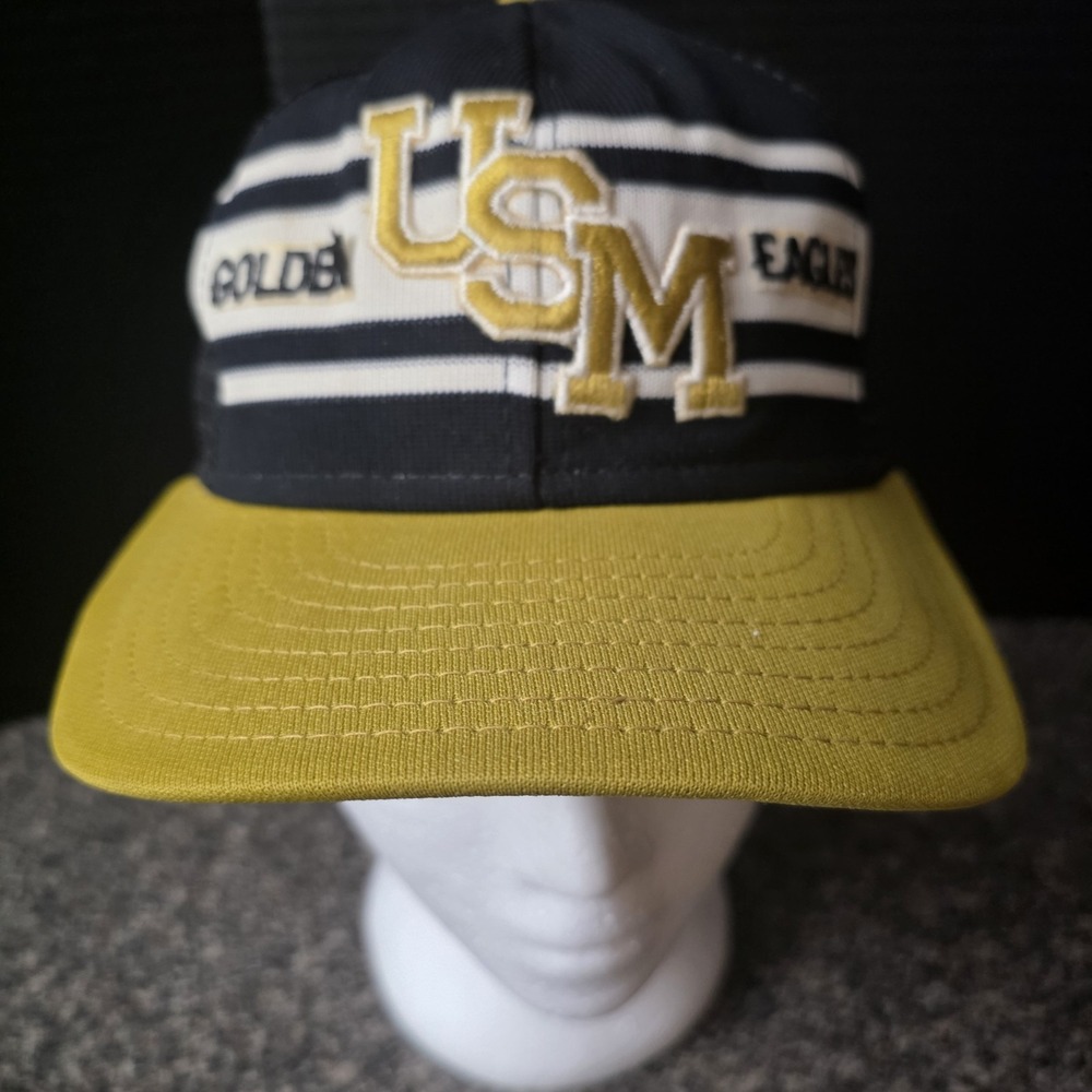 VTG USM Golden Eagles AJP Racing Stripe Trucker Hat Made In‎ USA 1980s Snapback